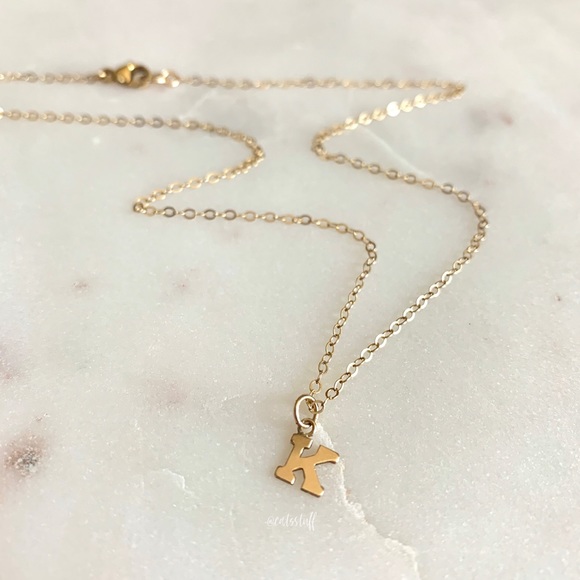 14k Gold Filled K Initial Letter Necklace - Picture 3 of 8